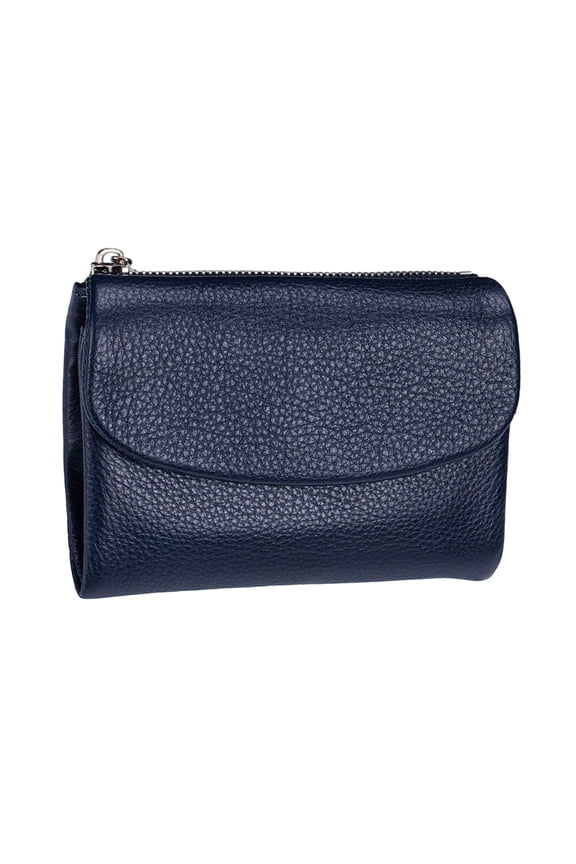 Women's Leather Wallet Purse RFID Blocking Cowhide Compact Wallet with Card Slots & Cash Organizer Small Soft Handbag for Everyday Use (Dark Blue)