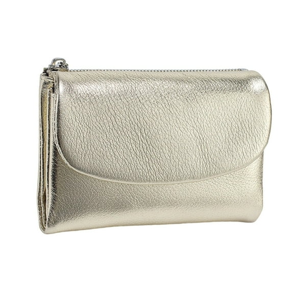 Women's Leather Wallet Purse RFID Blocking Cowhide Compact Wallet with Card Slots & Cash Organizer Small Soft Handbag for Everyday Use (Gold)