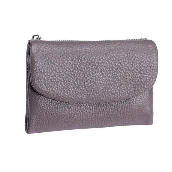 Women's Leather Wallet Purse RFID Blocking Cowhide Compact Wallet with Card Slots & Cash Organizer Small Soft Handbag for Everyday Use (Purple)