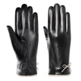 thumbnail image 1 of Women's Leather Warm Gloves Autumn And Winter Plus Velvet Warm Warm Women's Fashion Bow Touch Screen Gloves M, 1 of 8