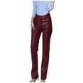 thumbnail image 1 of Women's Leather Wide Leg Flared Pants Winter Fashionable High Waist PU Trousers Stylish Comfortable Stretchable Casual Wear, 1 of 2