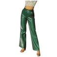 thumbnail image 1 of Women's Leather Wide Leg Flared Pants Winter Fashionable High Waist PU Trousers Stylish Comfortable Stretchable Casual Wear, 1 of 2