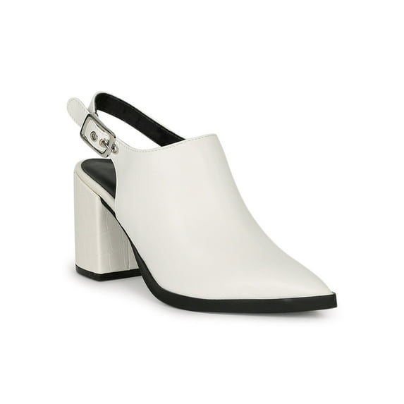 Women's Leatherette Pointed Toe Sling Back Block Mule Heel 19775