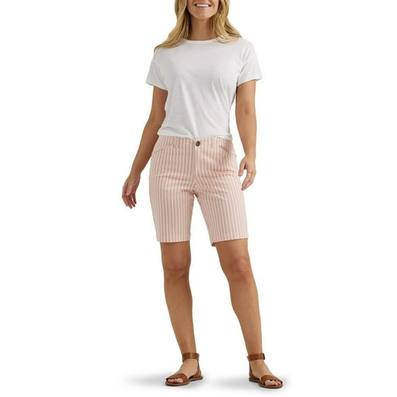 Lee Women's Legendary 9" Chino Bermuda Short Comfort Bottoms Bud Stripe New NWT
