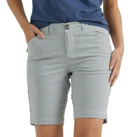 Women's Lee® Chino Bermuda Shorts Color: Summit Stripe Size: 6