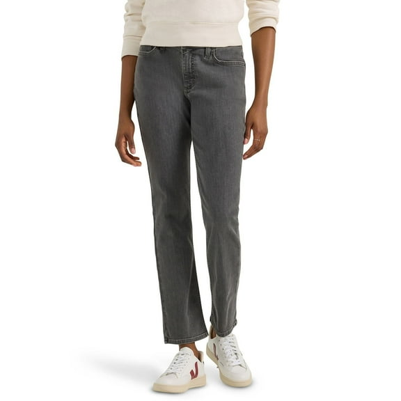 Lee Women's Legendary Mid Rise Straight Leg Jean Washed Black 12