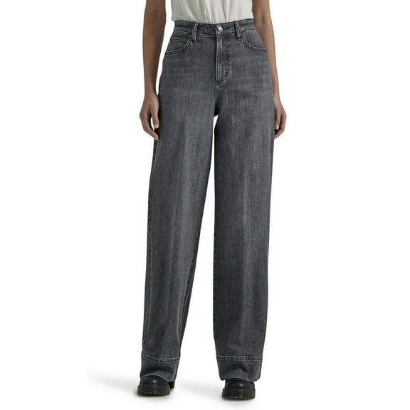 Lee Women's Legendary High Rise Trouser Jean Denim Pants Grey Blurred Darks New