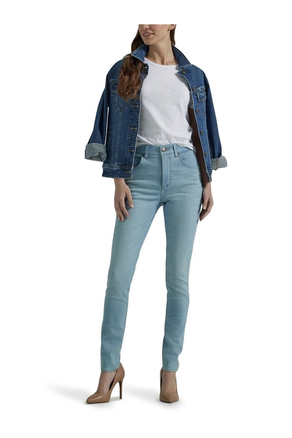 Women's Ultra Lux Comfort High Rise Skinny Jean Denim Blue White Veil New