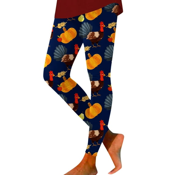 Women's Legging Thanksgiving Turkey Pumpkin Wheat Print High Waisted Tight Fitting Sports Leggings For Women - for Fitness and Holiday Celebrations