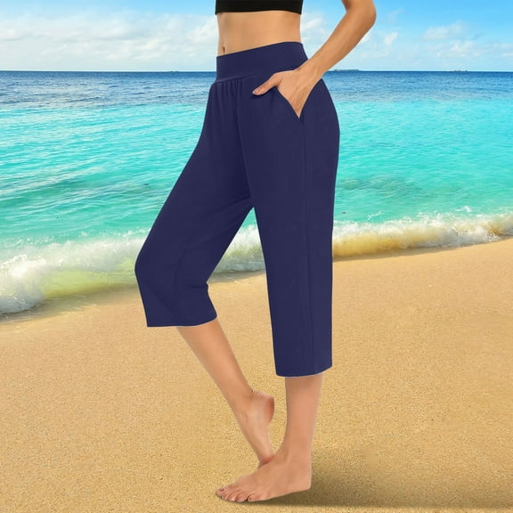 Women's Leggings Capri Leggings For Women 2024 High Waisted Cutout Yoga Capris Lightweight Cozy Cropped Pants Solid Soft Pajams Pants,Blue Women's Legging XXL