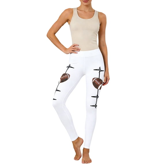Women's Leggings Football Graphic Print 4-Way Stretch Active Workout Pants for Running Casual
