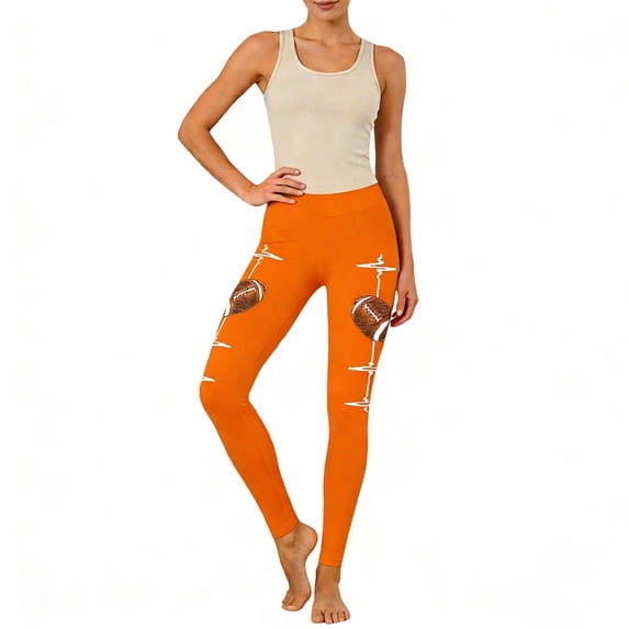 Women's Leggings Football Graphic Print 4-Way Stretch Active Workout Pants for Running Casual