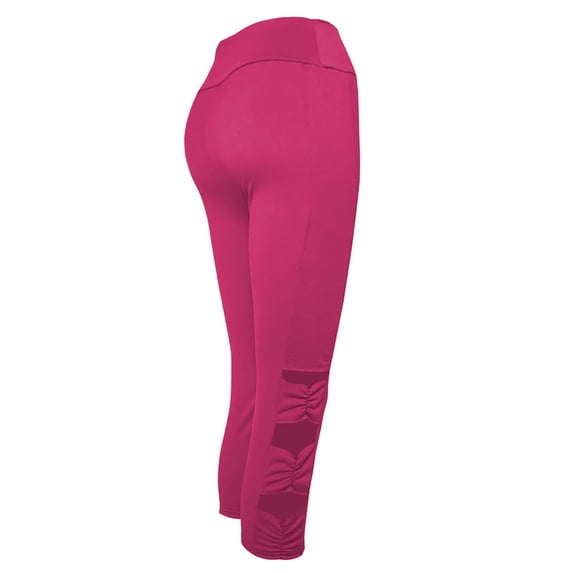 Women's Leggings High Waist Hollow Out Seamless Yoga Pants - Breathable Compression Workout Capris with Tummy Control for Running Gym Athletic Training(Hot Pink/XL)