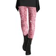 thumbnail image 1 of Women's Leggings Pink Glitter Sequin Print Breathable Seamless Casual Running Workout Leggings, 1 of 5
