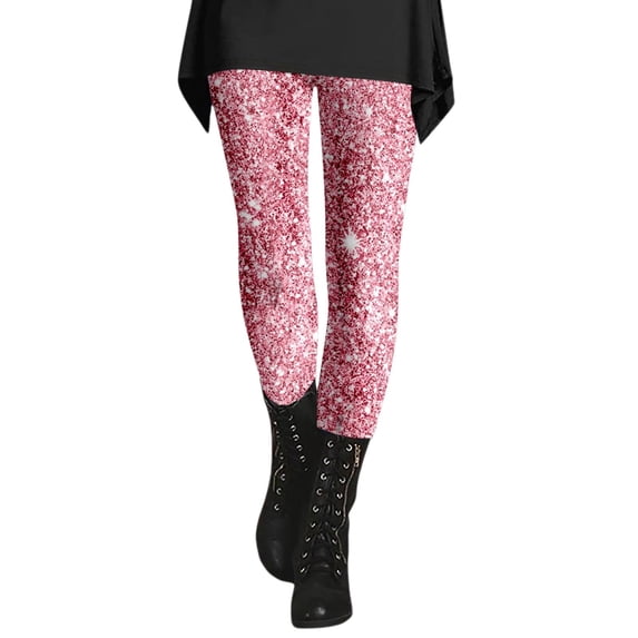 Women's Leggings Pink Glitter Sequin Print Breathable Seamless Casual Running Workout Leggings