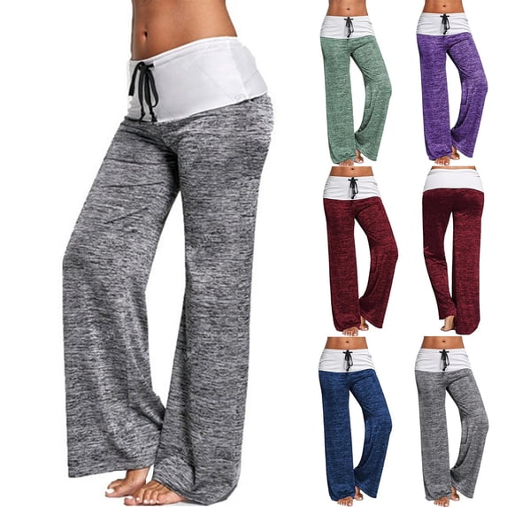 Women's Leggings Plus Size Pull on Pants Casual Yoga Pants Flare Leggings Bell Bottom for Workout Running Athletic Activewear