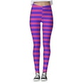 thumbnail image 1 of Women's Leggings Stripe Print Stretchy Lightweight Yoga Pants Cozy Soft Casual Tights Tummy Control Hiking Pants Purple L, 1 of 3