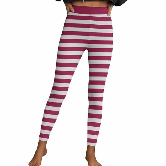 Women's Leggings Striped Print 4-Way Stretch Casual 2026 Trendy Holiday Athletic Pants