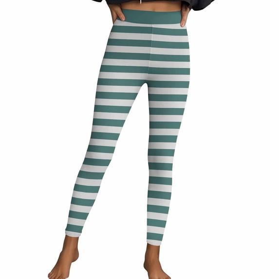 Women's Leggings Striped Print 4-Way Stretch Casual 2026 Trendy Holiday Athletic Pants