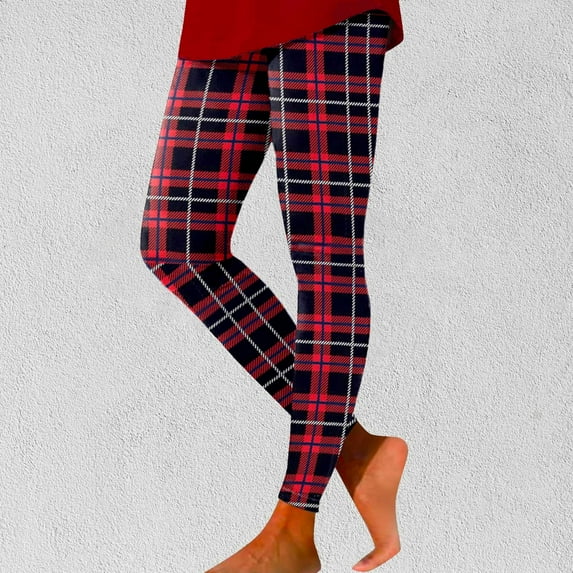 Women's Leggings Stylish Plaid Soft Polyester Lightweight Breathable Casual Winter