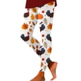 thumbnail image 1 of Women's Leggings Thanksgiving Turkey Maple Leaf Print 4-Way Stretch Casual Running Workout Leggings, 1 of 5