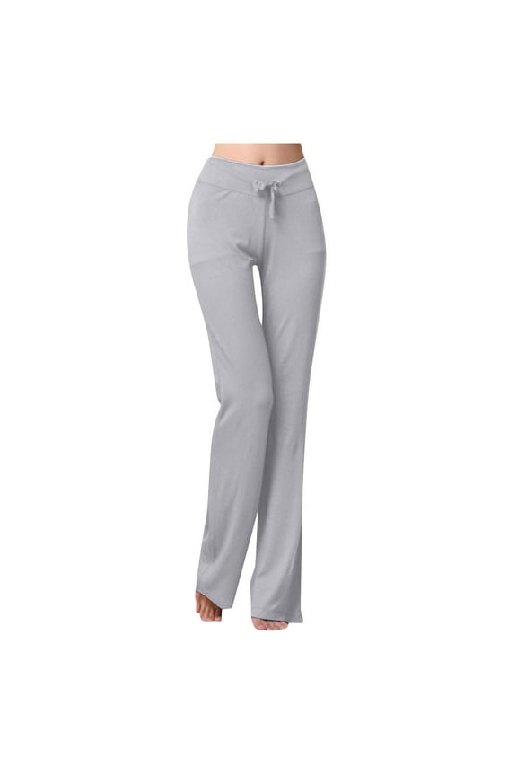 Women's Leggings Tummy Control Hight Waist Casual String Solid Draw Yoga Pants,Grey,L