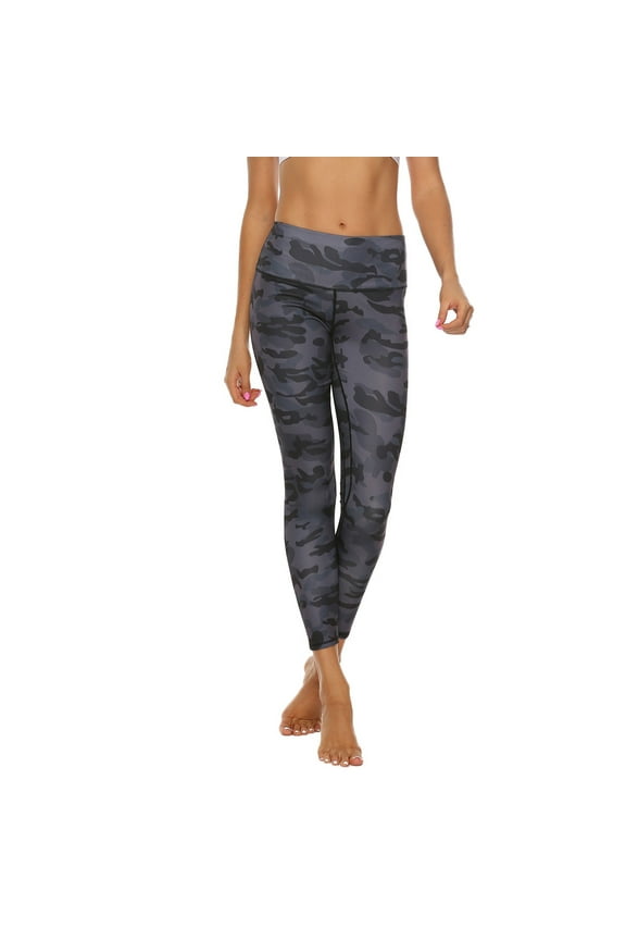 Women's Leggings Tummy Control Waist High Exercise Camouflage Printing Yoga Pants,Camouflage,S