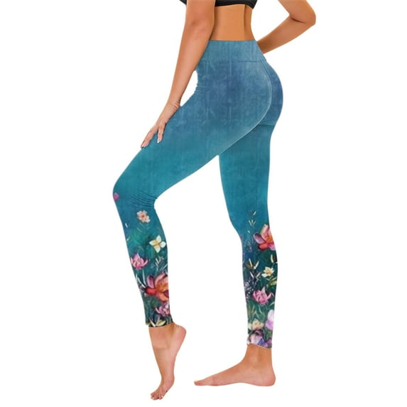Women's Leggings Women Fashion Printed Leggings Leggings Workout Running Pants,Blue Women's Legging XXL