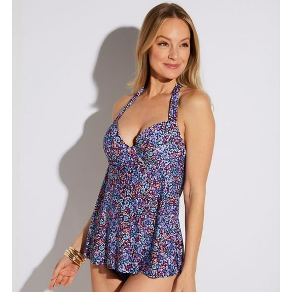 Women's Leilani L721375 Spring Fever Maui Tankini Swim Top (Navy Multi 10)