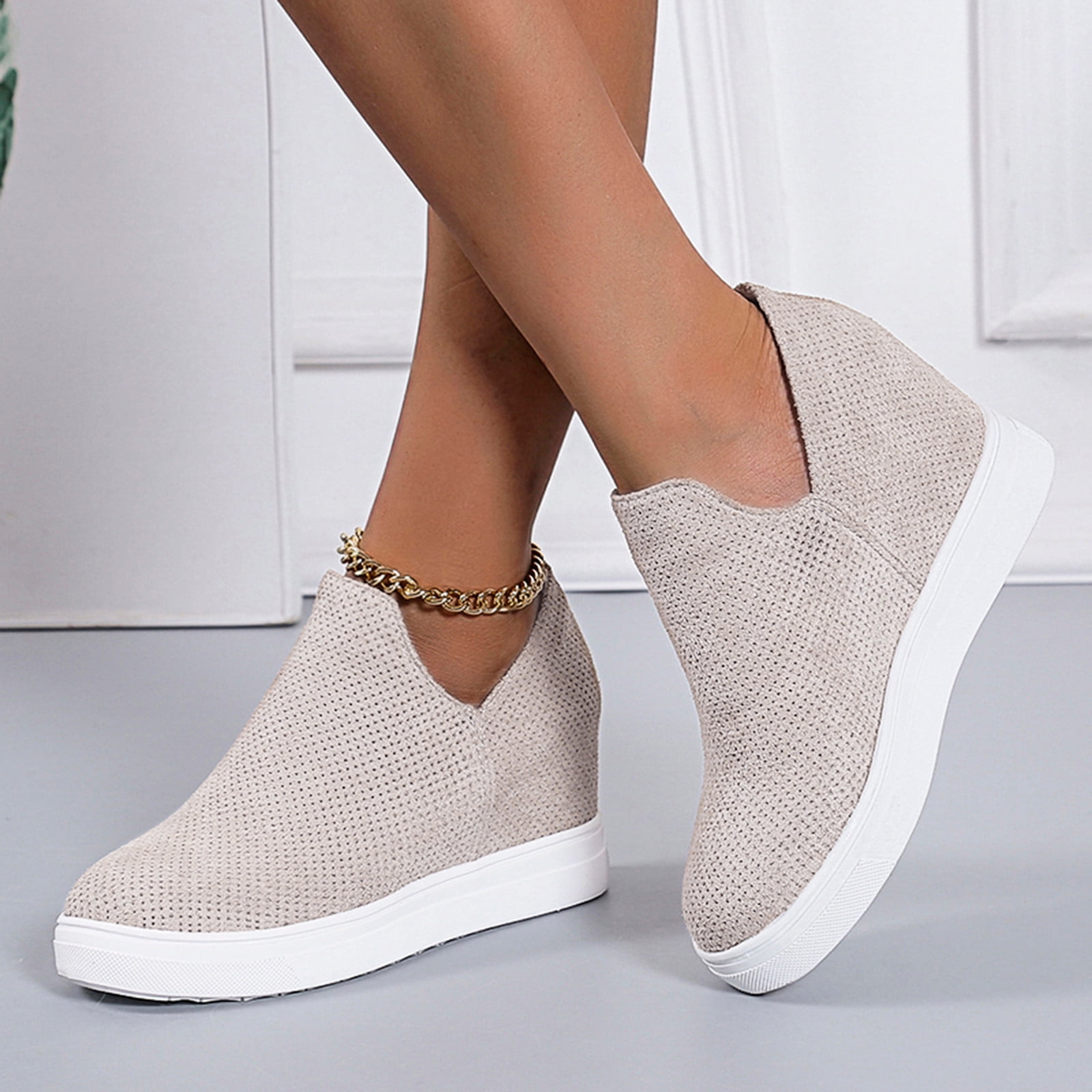Women's Leisure Breathable Mesh Outdoor Fitness Running Sport Sneakers Shoes Denim Flat Sneakers for Women Sneaker Wedges Shoes for Women Size 5 Mesh Sneakers Women Wide Women Wedge Sneakers Size 6