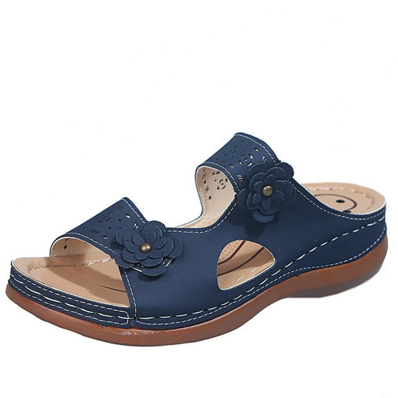 Women's Leisure Vacation Comfort Flower Open Toe Wedge Beach Sandals