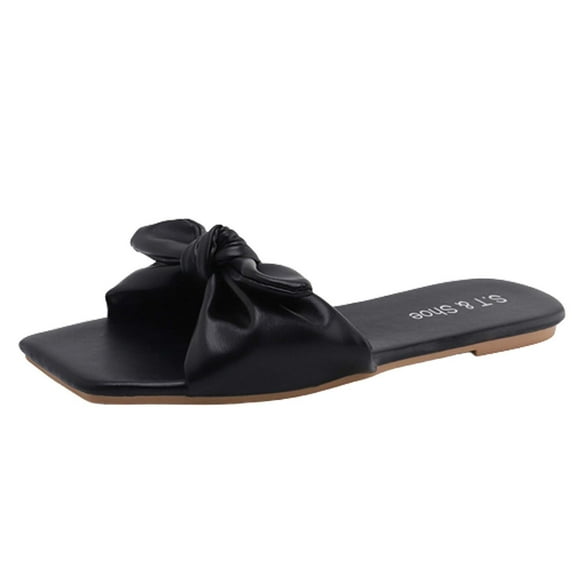 Women's Leisure Vacation Outer Wear Bow Open Toe Flat Beach Slippers