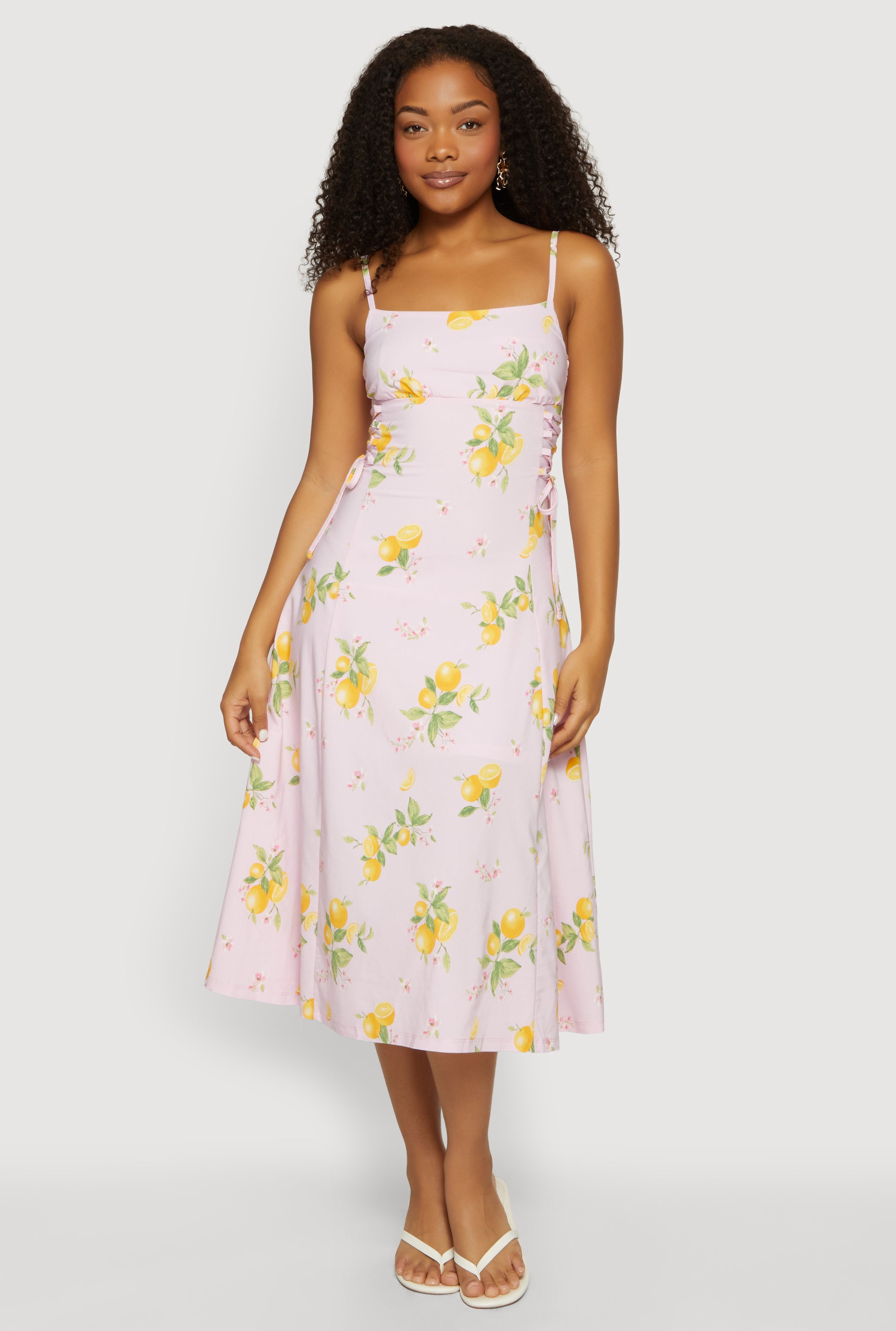 womens lemon dress Fresh Print V-Neck Flared for Women  Perfect for Summer V  Canary Houze Perfect for going into spring navy blue lemon dress Darlene