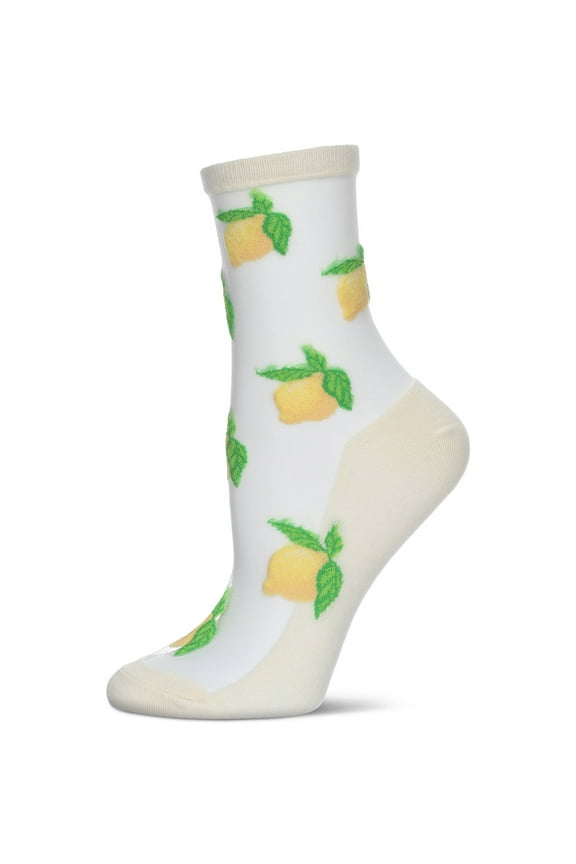 Women's Lemon Sheer Combed Cotton Crew Socks - Womens - Female, 9-11, White