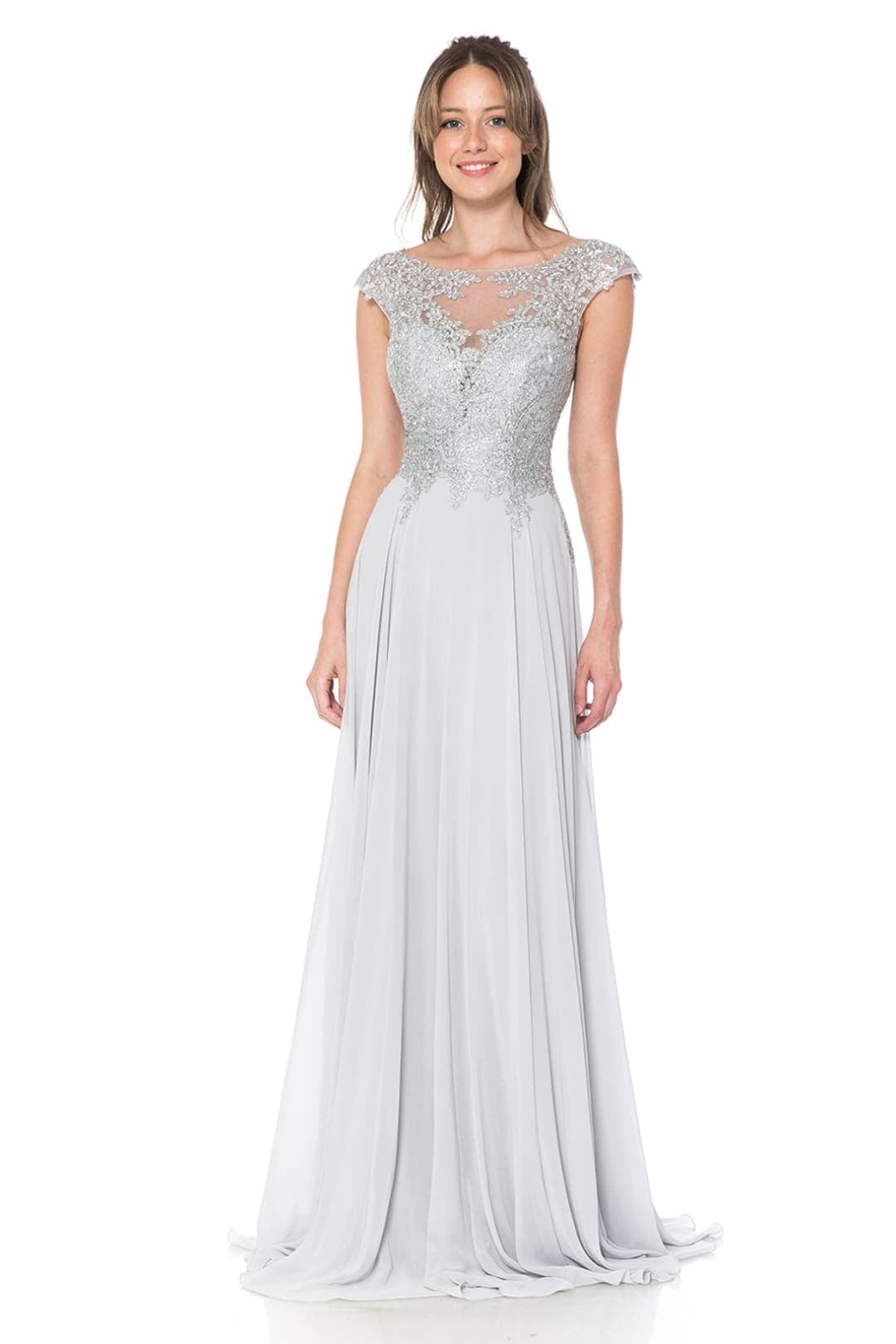 Lenovia 8123 Embroidered Mother of Bride Gown | Formal Dress Shops-New Collection SILVER / 4XL