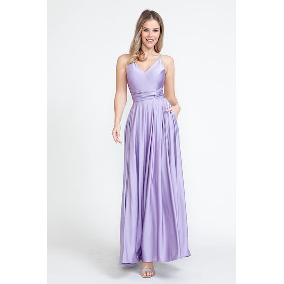 Women's Lenovia evening elegant Dress V-Neck Thigh Slit A-Line Formal Gown 5275 Lilac Lavender 2XL
