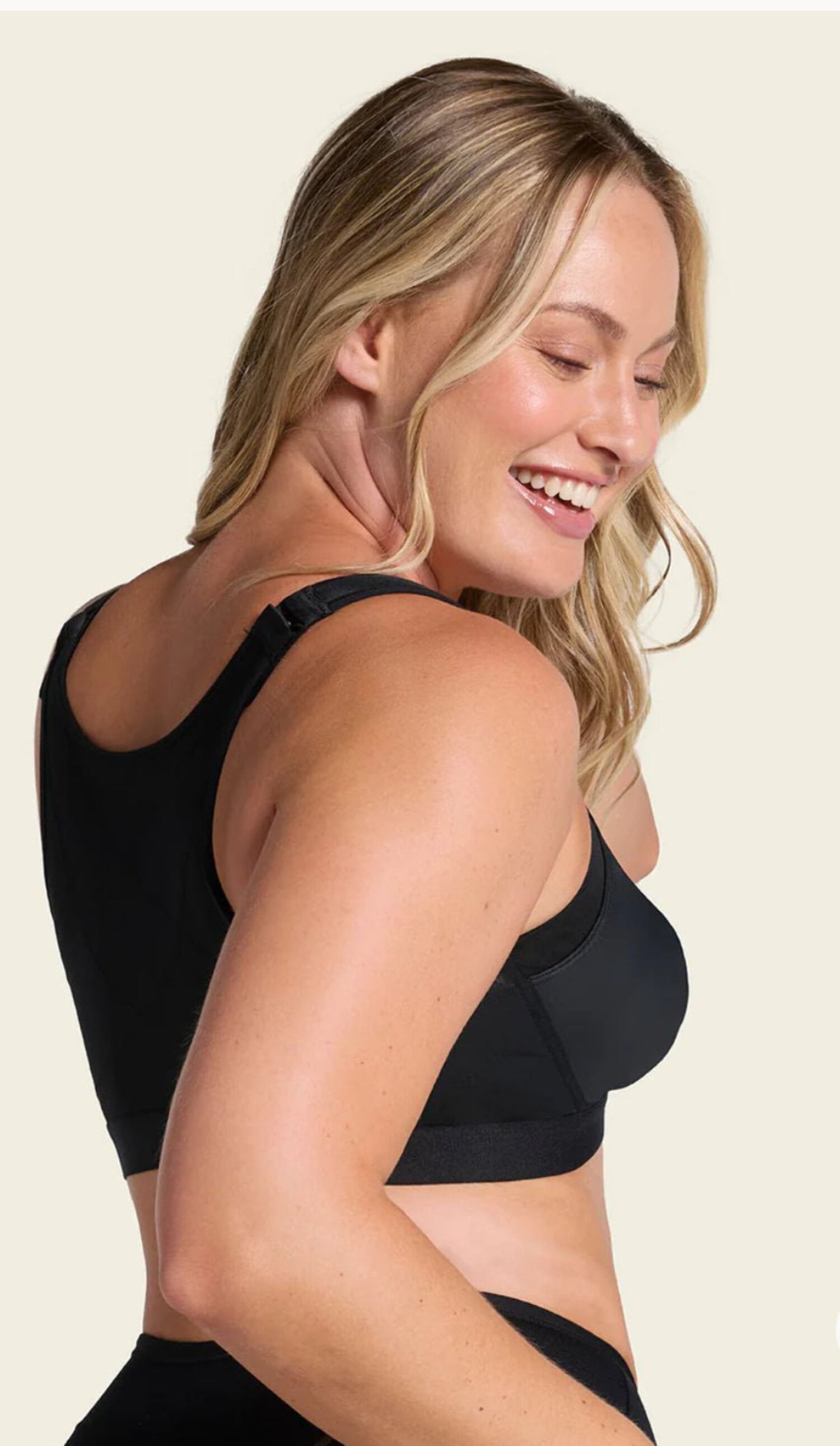 Women's Leonisa 011473 Posture Corrector Back Support Wireless Bra (Black 42D)