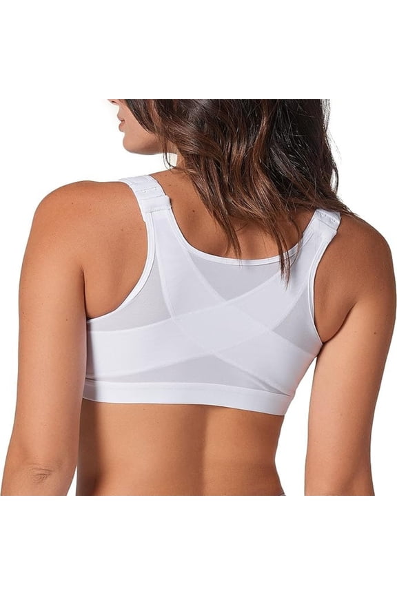 Women's Posture Corrector Wireless Back Support Bra, White, 36B