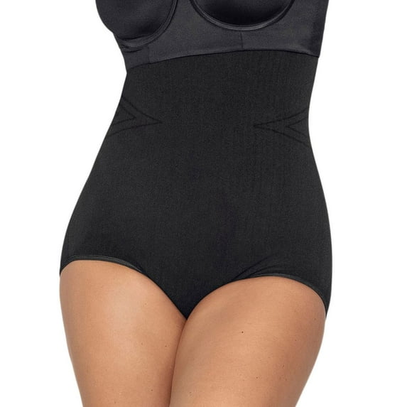 Women's Leonisa 012728M SkinFuse Invisible High Waist Shaper Brief (Black M)