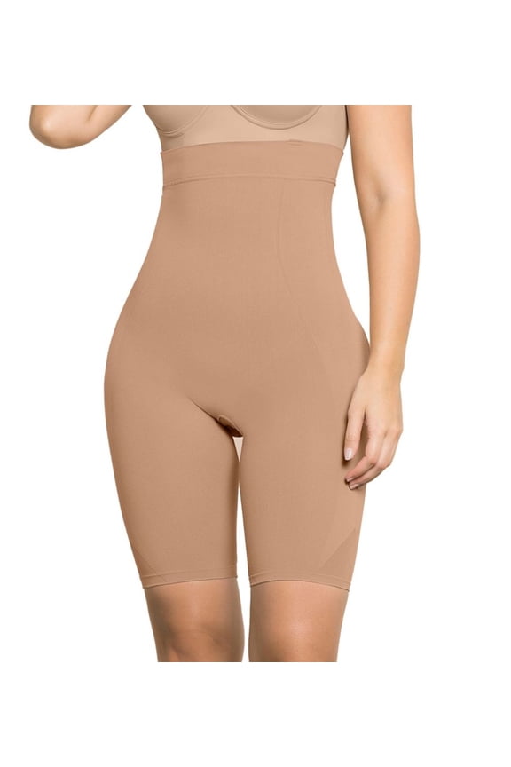 Women's Leonisa 012807M SkinFuse Invisible High Waist-to-Thigh Body Shaper (Natural 1 1X-2X)