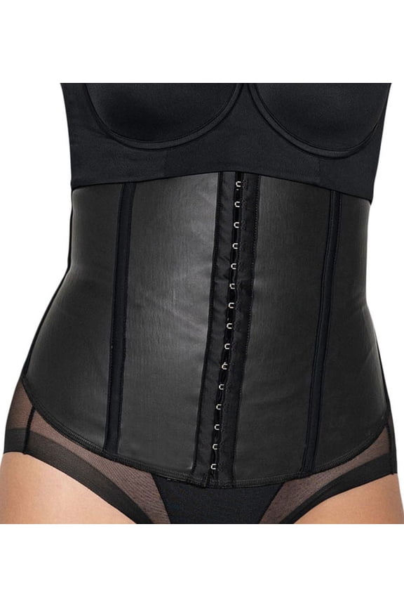 Women's Leonisa 015791 Instantly Slimmer Latex Waist Cincher (Black L)
