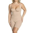 thumbnail image 1 of Leonisa Undetectable Edge Mid-Thigh Bodysuit Shaper,Beige,X-Large, 1 of 3
