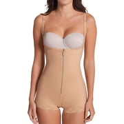Womens Leonisa 018678N PowerSlim Open Bust Boyshort Body Shaper Natural Tan S