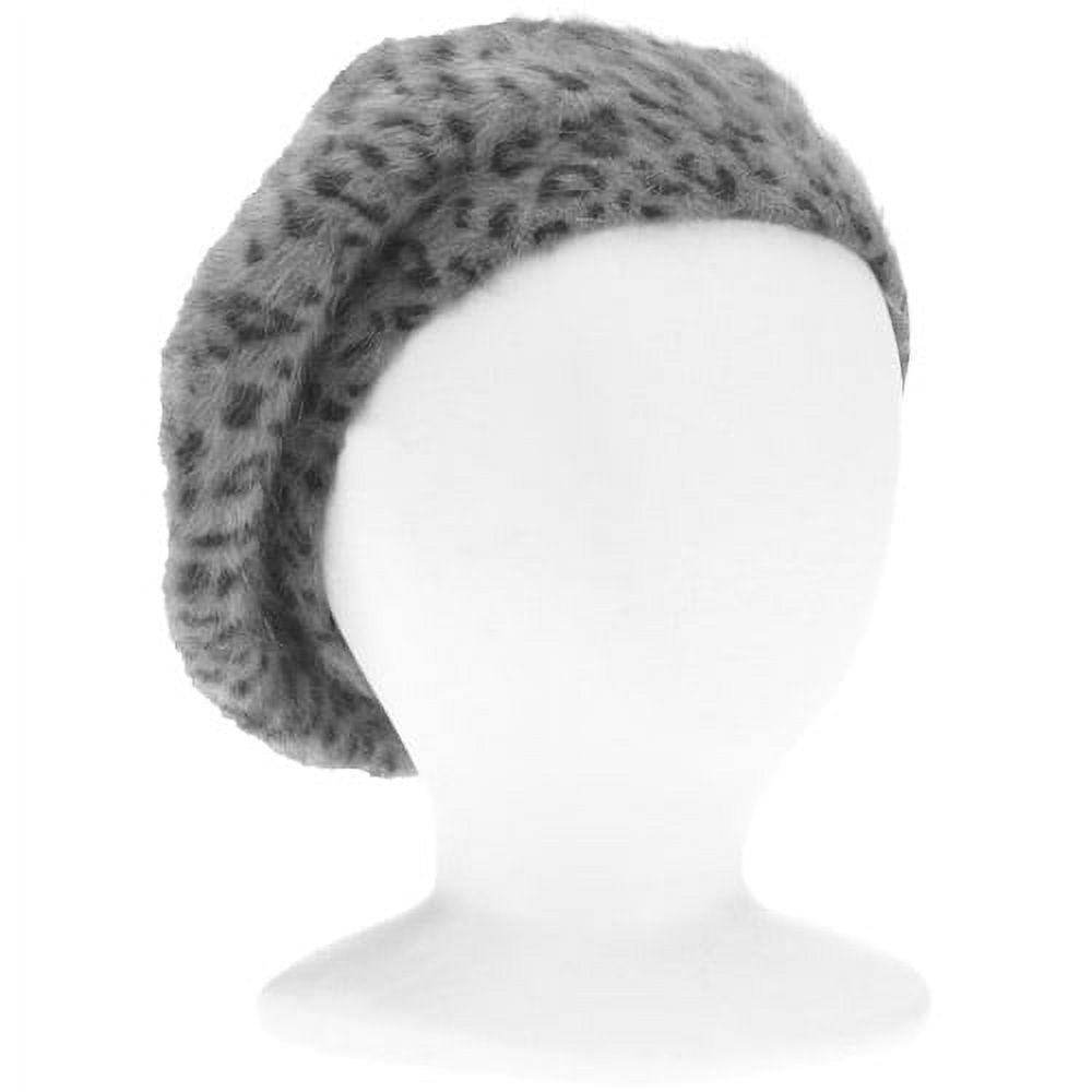 Women's Leopard Angora Hat