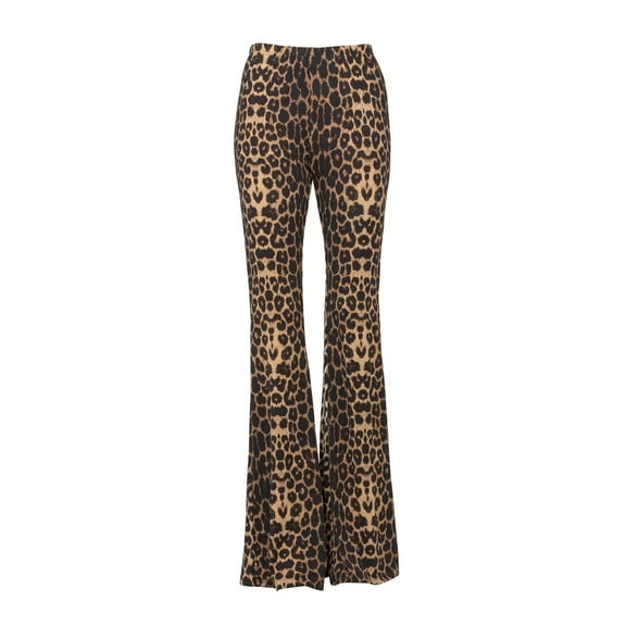 Women's Leopard Bell Bottoms Animal Print Flare Pants