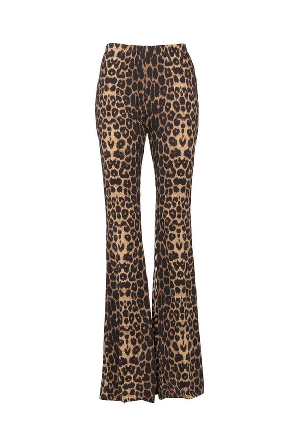 Women's Leopard Bell Bottoms Animal Print Flare Pants