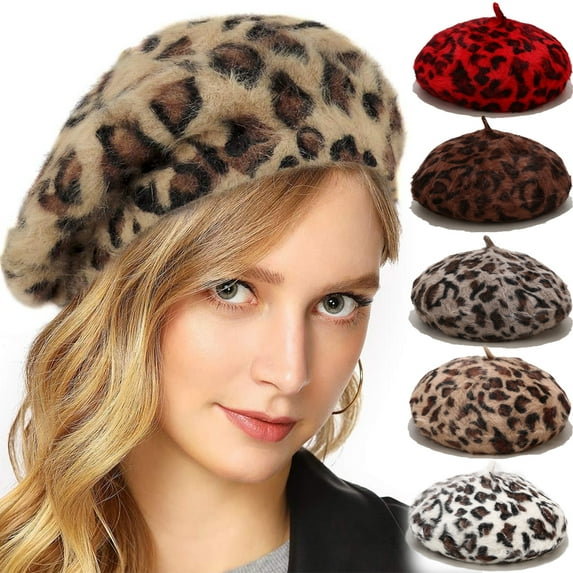 Women's Leopard Beret Vintage Hat