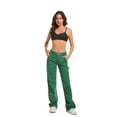 thumbnail image 1 of Women's Leopard Cargo Pants Low Waisted Straight Leg Y2K Baggy Trousers with Pockets Trendy Pull on Jeans Wide Leg Trousers Jeans Green, 1 of 6