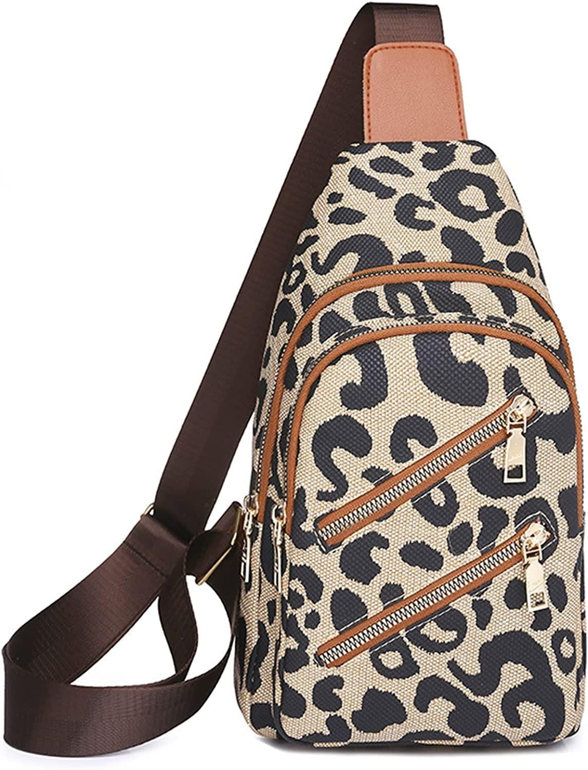 Women's Leopard Chest Bag Chest Backpack Bag Sling Crossbody Bag