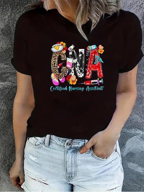 Women's Leopard Cow Print CNA Medical T-Shirt